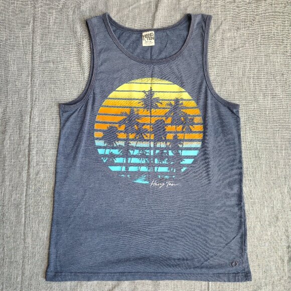 VINTAGE Hang Ten Tank Top Size Medium Blue Cotton Blend Casual Surfing Retro - Picture 1 of 12